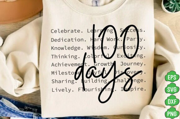 100 Days Words Png: Graphics for T-Shirt Designs