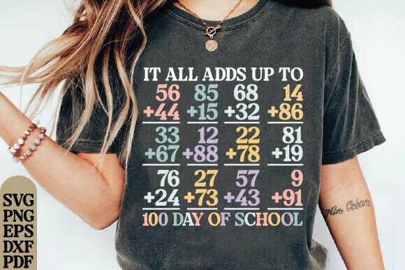 100th Day Math Teacher Graphics & T-Shirt Designs