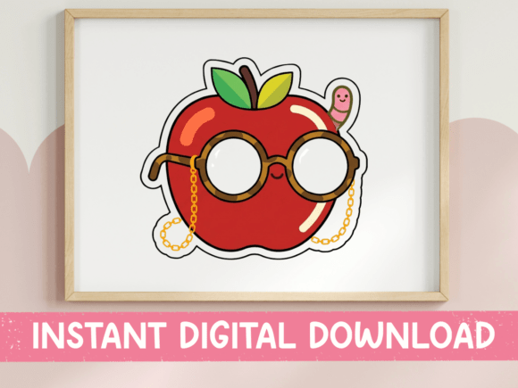 Apple with Glasses Bookworm Teacher Graphics & T-Shirt Designs