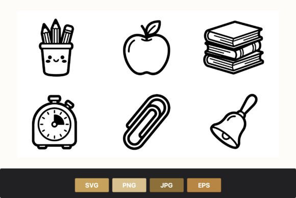Cute School Supplies Icons: Graphics & Illustrations Review