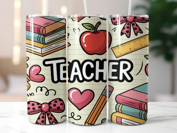Cute Teacher Valentine Tumbler Wraps Graphics