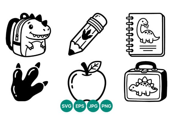 Dinosaur Backpack & School Graphics Illustrations