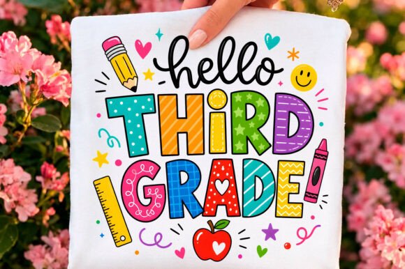 Hello Third Grade Graphics & T-Shirt Designs