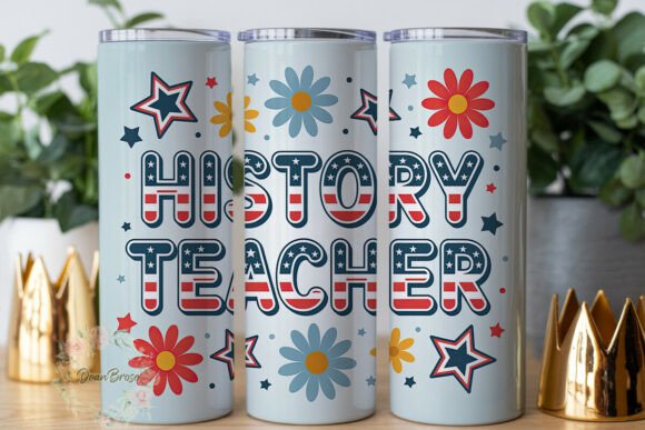 Patriotic Teacher Floral Graphics for Tumbler Wraps