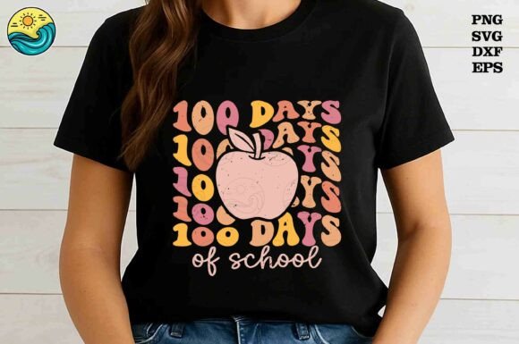 Retro Apple 100th Day SVG for Graphics and T-Shirt Designs