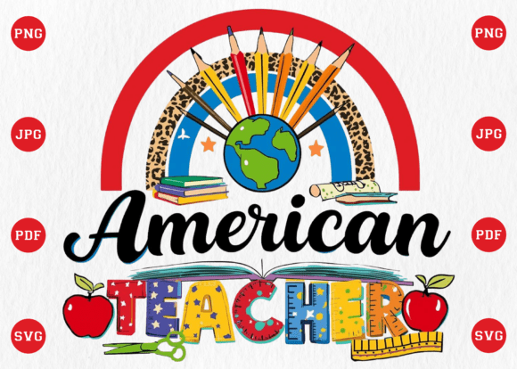 Retro Teacher 4th of July Graphics for T-Shirt Designs