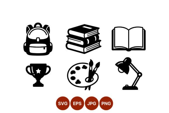School Supplies Icons: Graphics & Illustrations