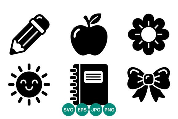 School Supplies Icons: Graphics & Illustrations