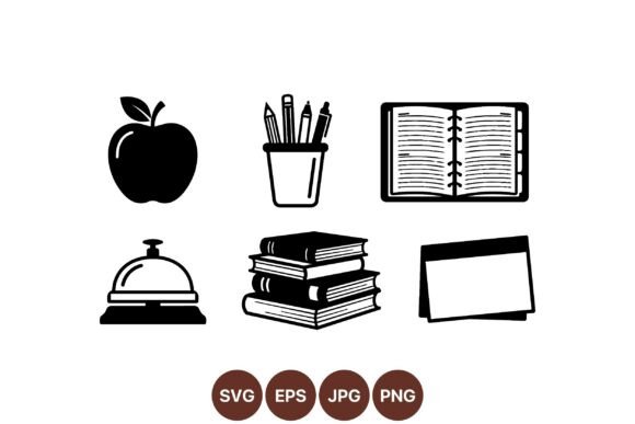 School Supplies Icons: Graphics & Illustrations