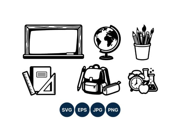 School Supply Icons: Graphics & Illustrations