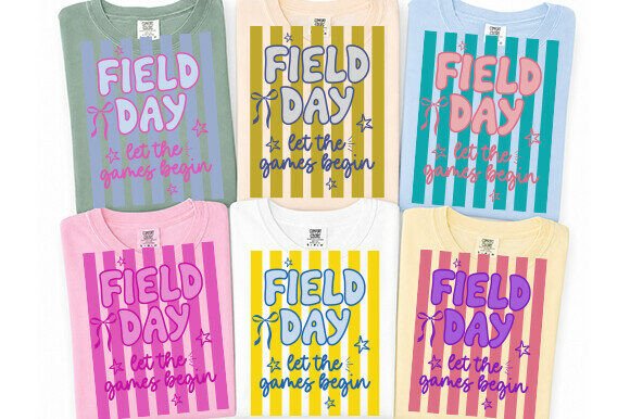 Striped Neon Field Day Png: Graphics for T-Shirt Designs