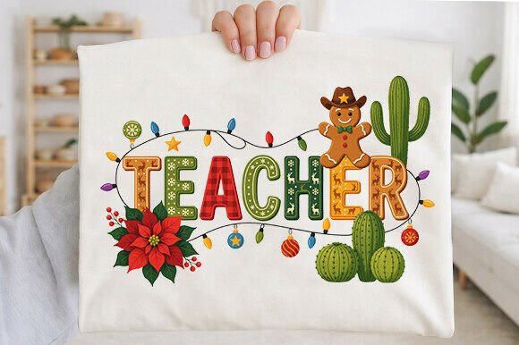 Teacher Christmas Png: Graphics for T-Shirt Designs