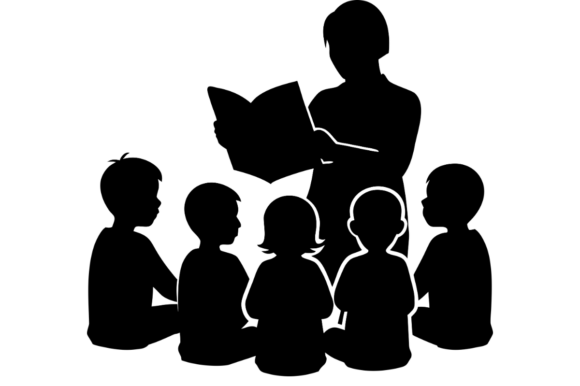 Teacher Silhouette Reading: Graphics & Illustrations