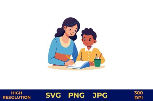 Woman Guiding Child Graphics Review